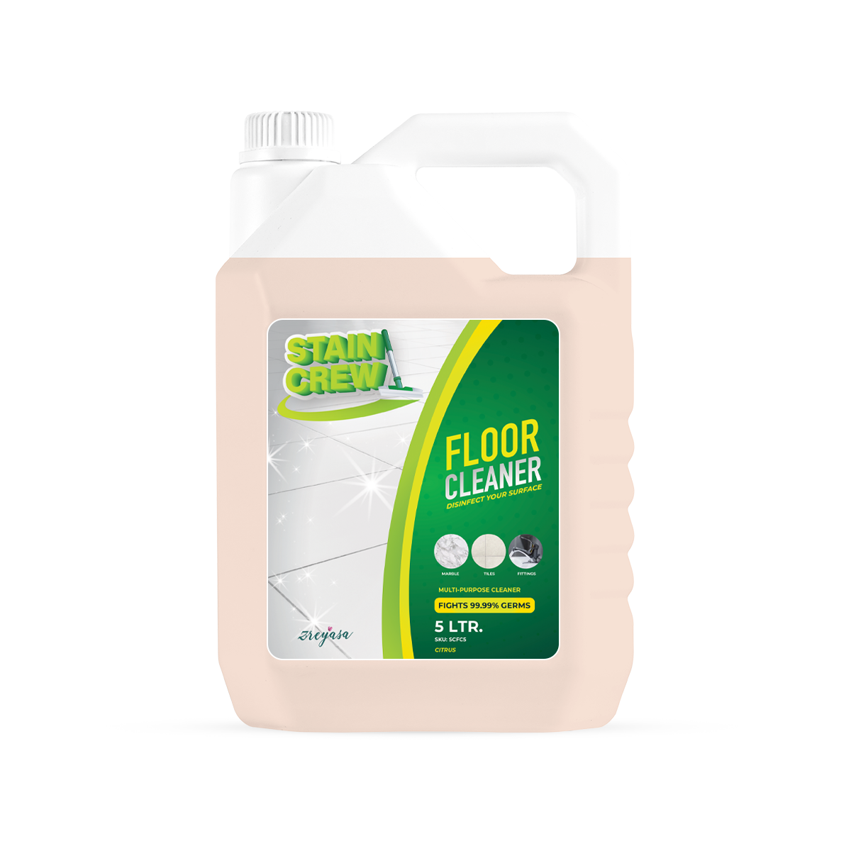 Stain Crew Floor Cleaner Disinfectant 500ml (Citrus Woody) | Kills 99.9% Germs & Bacteria | For Floors, Tiles, Taps | Pack of 2