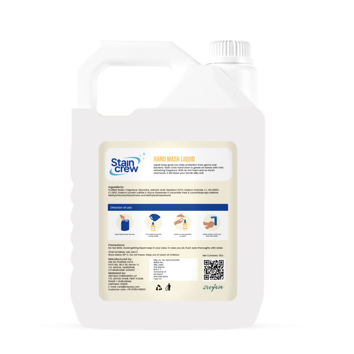 Stain Crew Liquid Hand Wash | 5Ltr Refill Jar