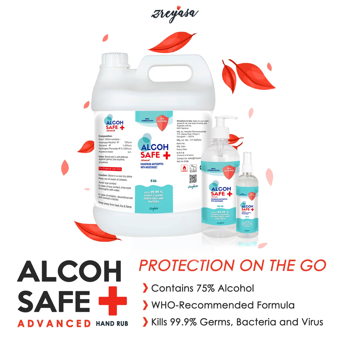 AlcohSafe Advanced | WHO Formula 75% IPA Hand Rub | 5L Refill Pack