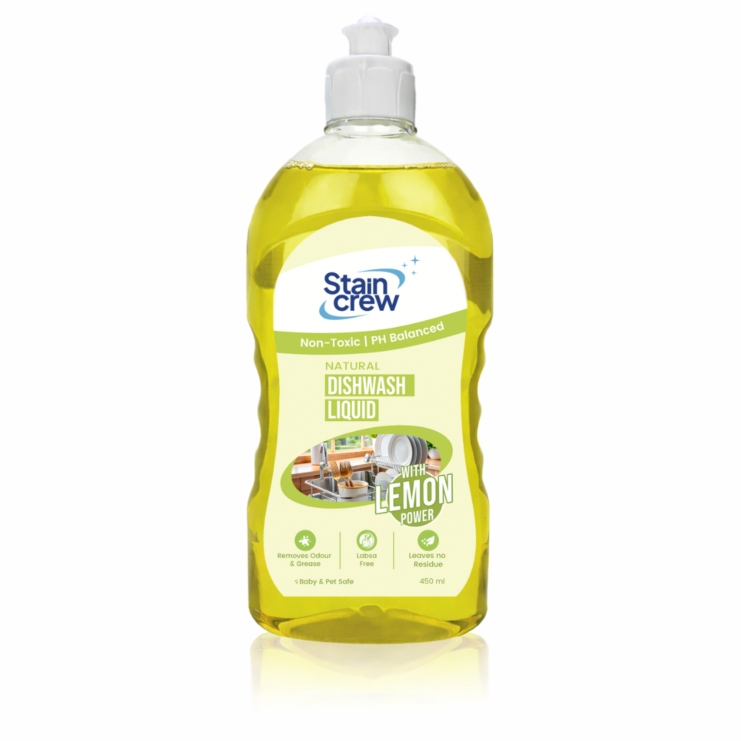 Stain Crew Dishwash Liquid | Non-Toxic | Ph Balanced | LABSA Free | Eco-Friendly | with 2X Foaming