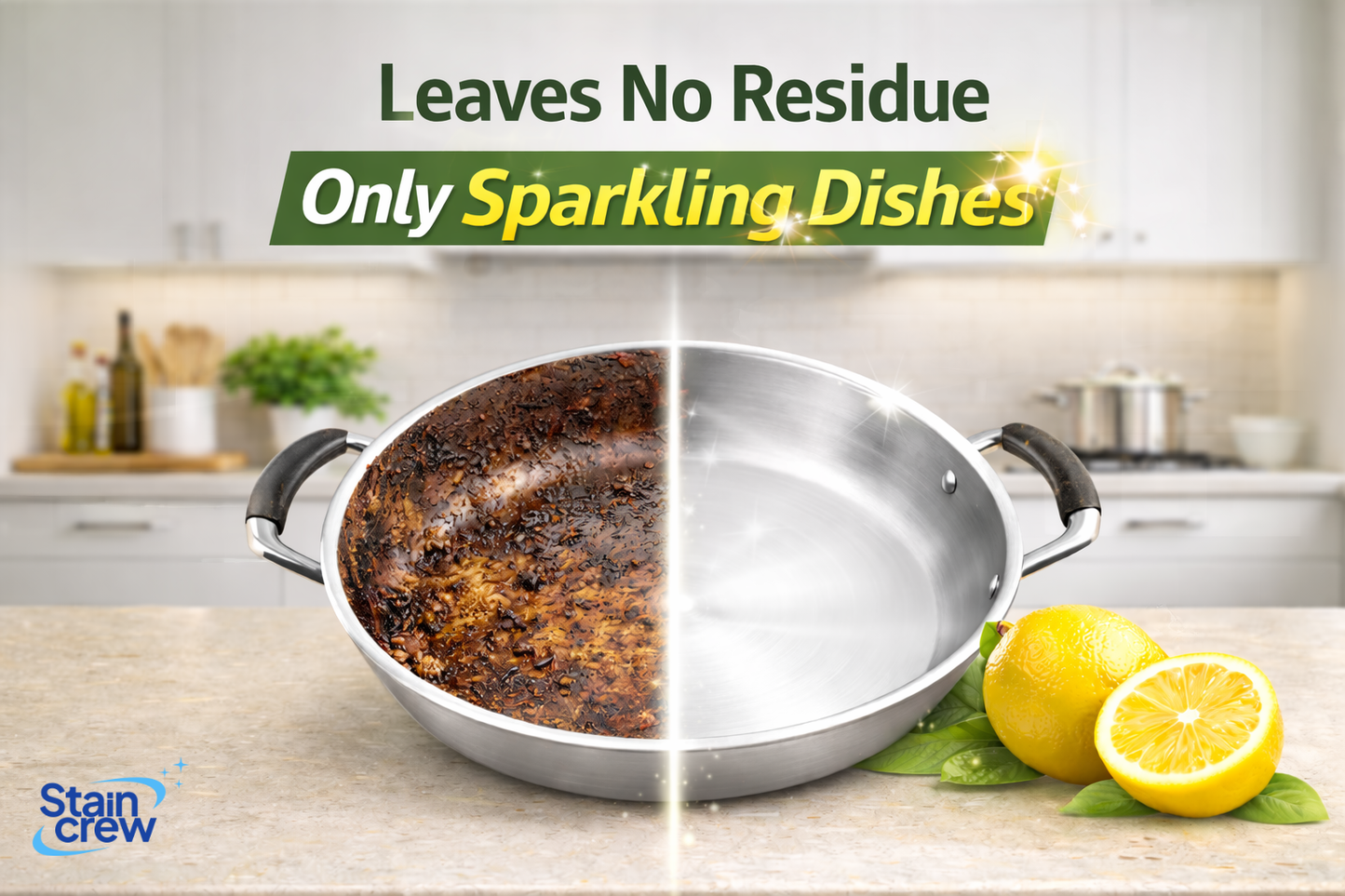 Stain Crew Dishwash Liquid | Non-Toxic | Ph Balanced | LABSA Free | Eco-Friendly | with 2X Foaming