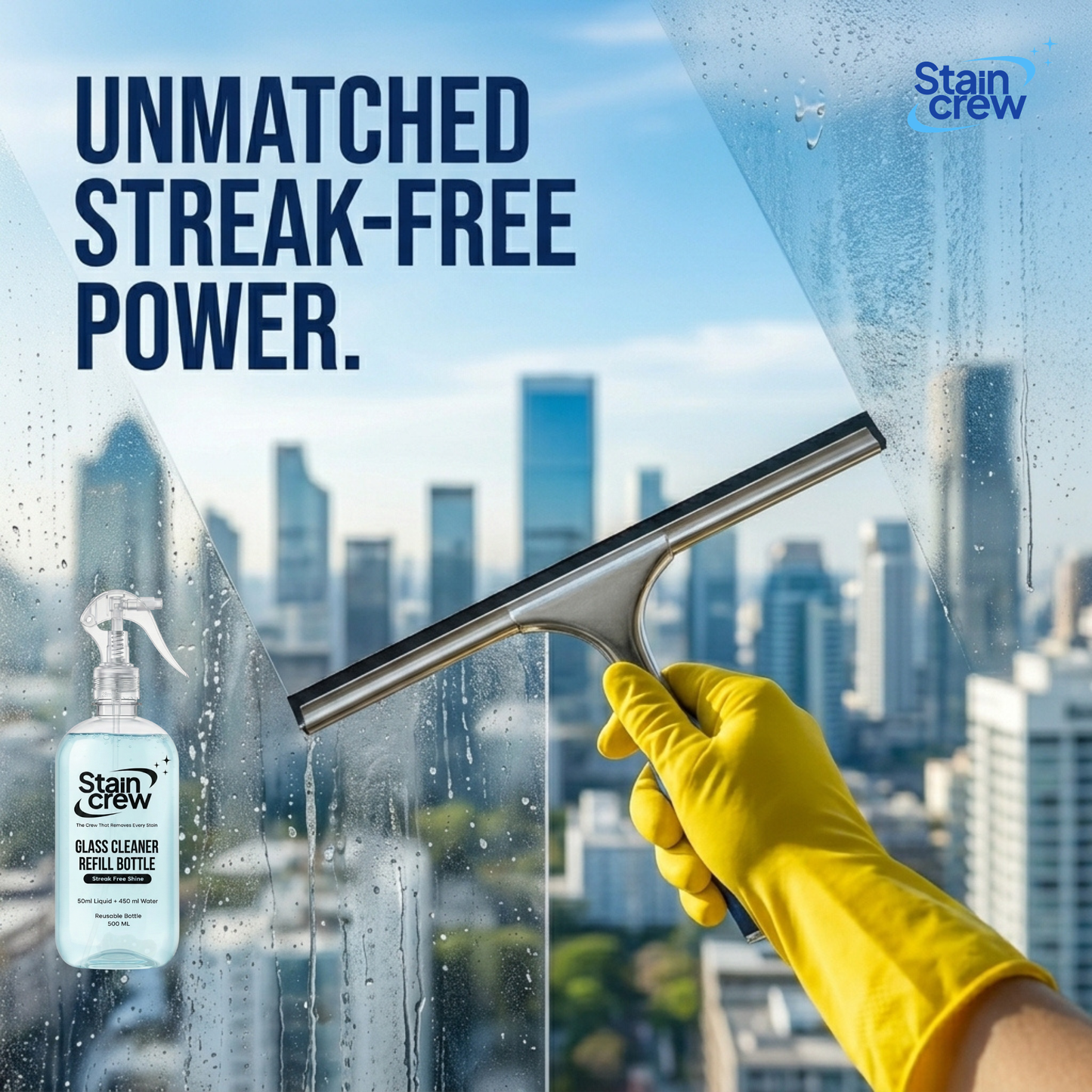 Stain Crew 5L Glass Cleaner Concentrate | Multi-Surface Streak-Free Shine | Lavender Fragrance | Window, Mirror & Glass Cleaning Solution | Makes 50L Cleaner