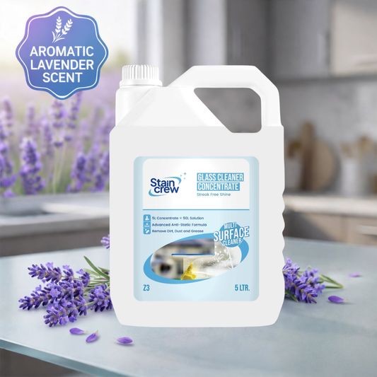 StainCrew 5L Glass Cleaner Concentrate | Multi-Surface Streak-Free Shine | Lavender Fragrance | Window, Mirror & Glass Cleaning Solution | Makes 50L Cleaner
