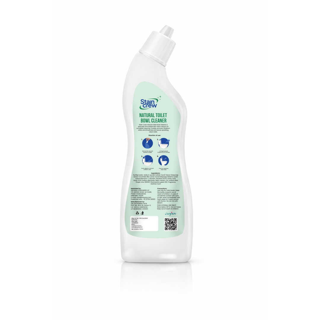Stain Crew Natural Toilet Bowl Cleaner with Neem Extracts | Non-Corrosive | HCL & Bleach Free | Environment Friendly)