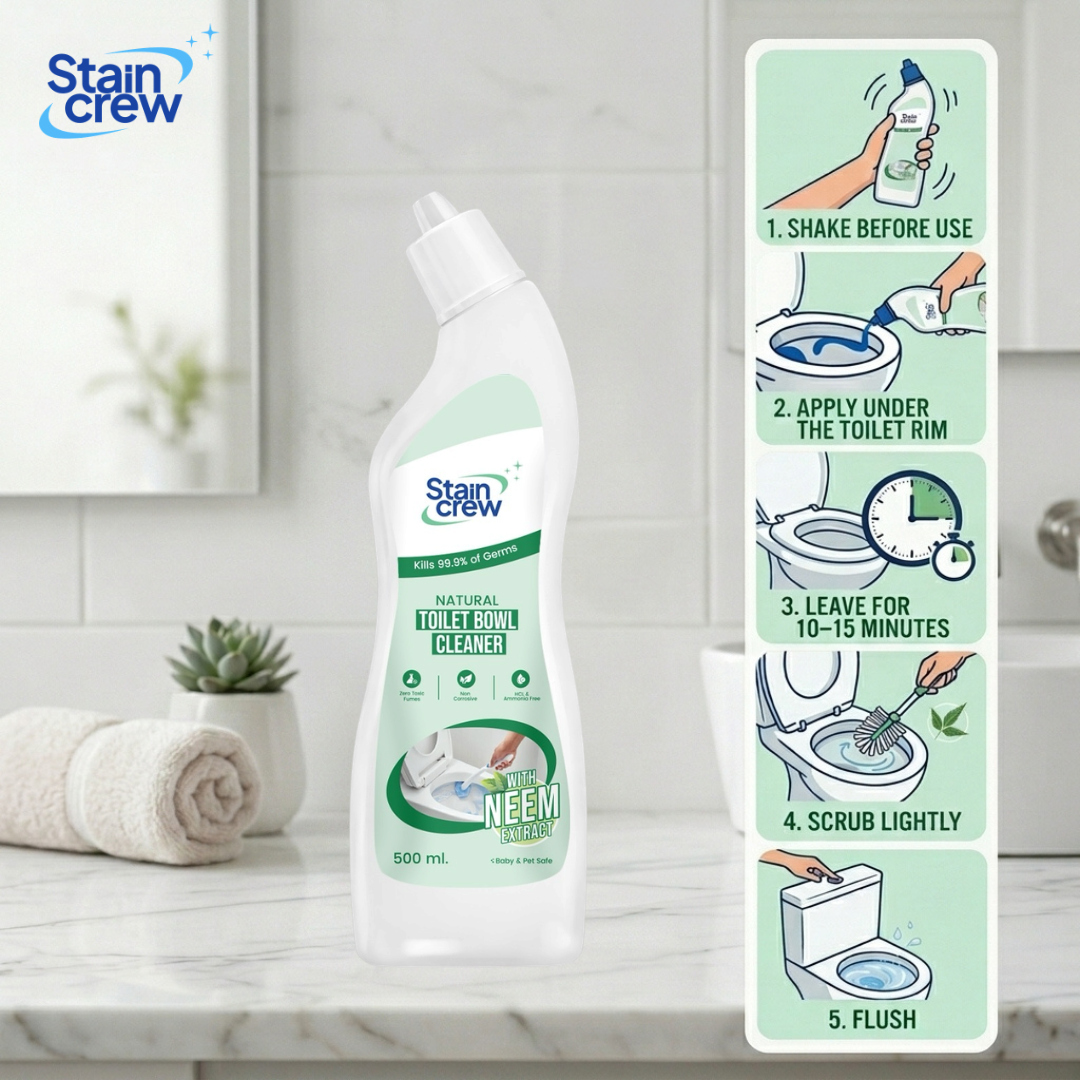 Stain Crew Natural Toilet Bowl Cleaner with Neem Extracts | Non-Corrosive | HCL & Bleach Free | Environment Friendly)