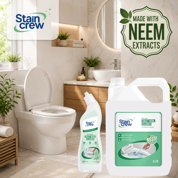 Stain Crew Natural Toilet Bowl Cleaner with Neem Extracts | Non-Corrosive | HCL & Bleach Free | Baby & Pet Safe | Non-Toxic