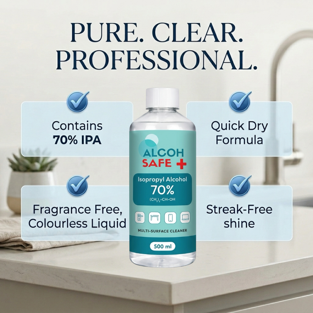 Alcohsafe 70% IPA | Screen & Multi-Surface Cleaner | Disinfectant Liquid for Surface, Equipment