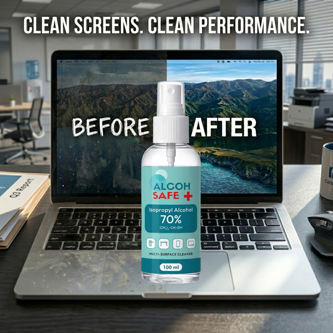 Alcohsafe 70% IPA | Screen & Multi-Surface Cleaner | Disinfectant Liquid for Surface, Equipment