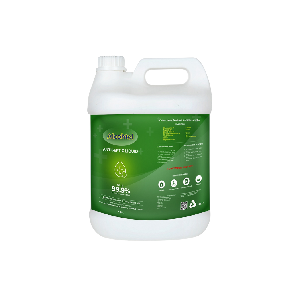 Alcohtol Antiseptic Disinfectant Liquid | For First Aid | Personal Care | Hygiene | Refill Pack 5L