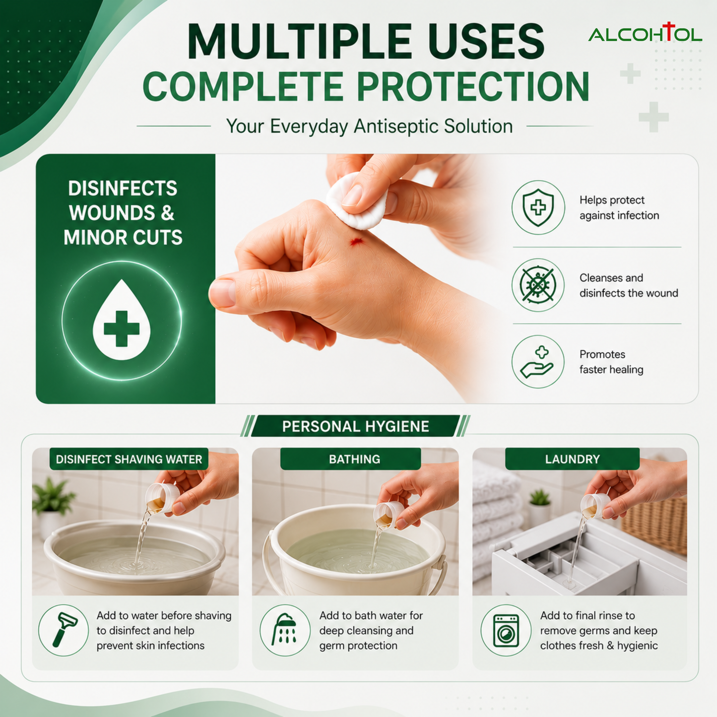 Alcohtol Antiseptic Disinfectant Liquid | For First Aid | Personal Care | Hygiene