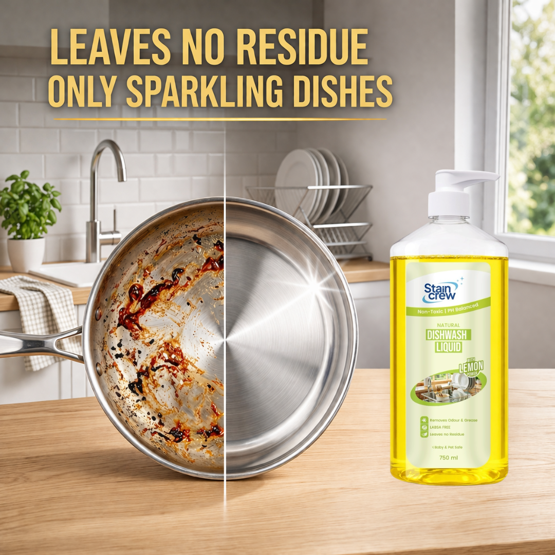 Stain Crew Dishwash Liquid | Non-Toxic | Ph Balanced | LABSA Free | Eco-Friendly | with 2X Foaming
