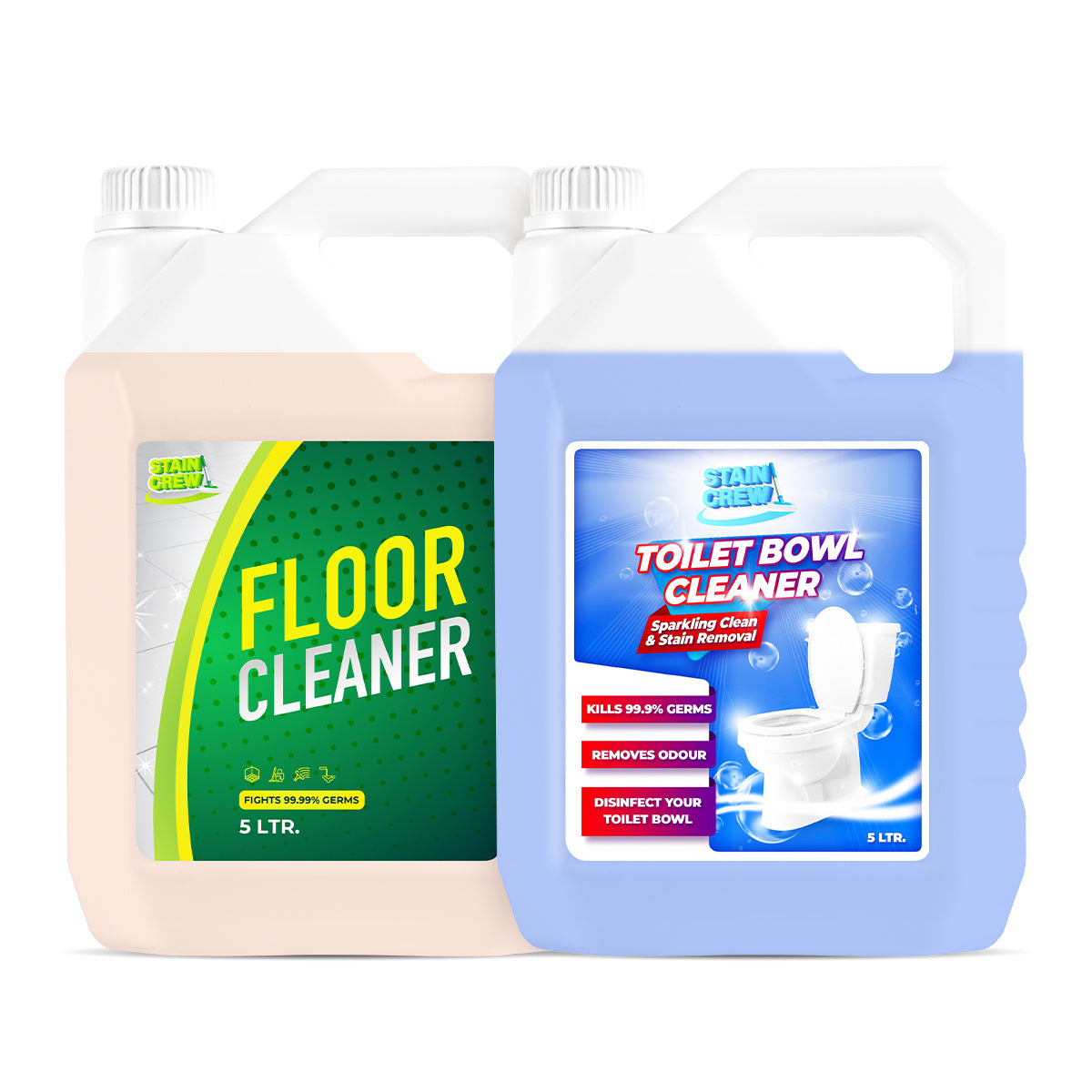 Stain Crew Floor Cleaner Disinfectant Refill Jar 5Ltr (Citrus Woody) | Toilet Bowl Cleaner (Acid Free) Refill Jar 5Ltr Combo