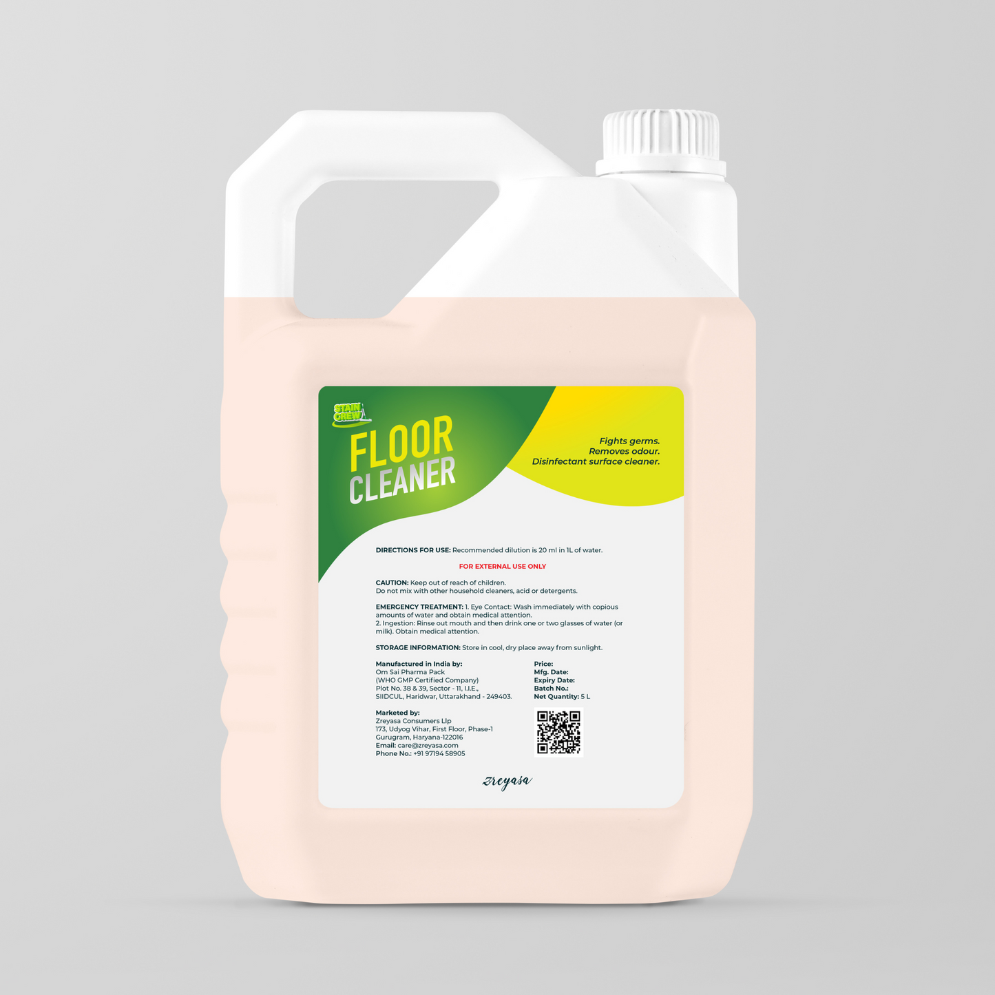 Stain Crew Floor Cleaner Disinfectant Refill Jar 5Ltr (Citrus Woody) | Toilet Bowl Cleaner (Acid Free) Refill Jar 5Ltr Combo